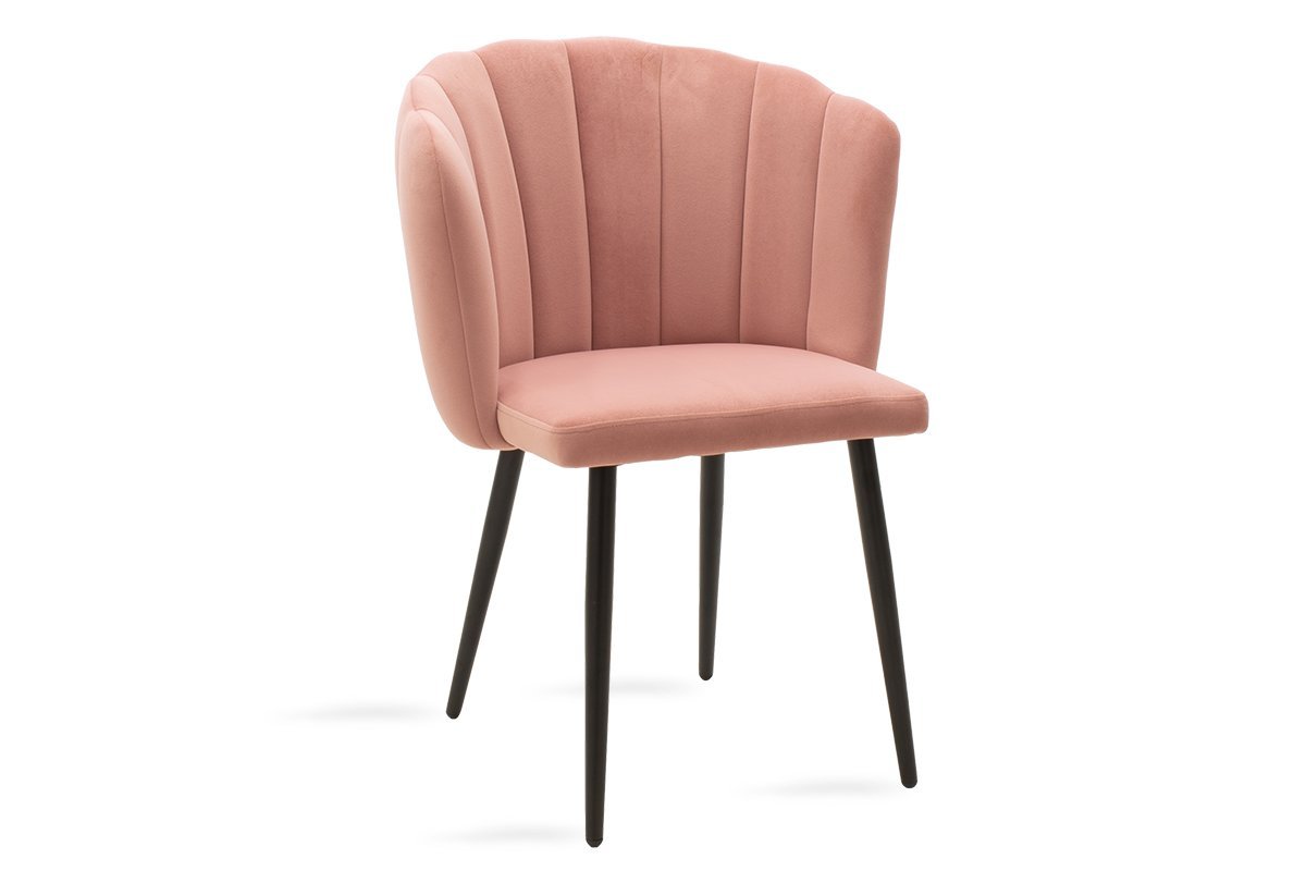Set 2 scaune dining Esme Pakoworld din metal și catifea roz-negru