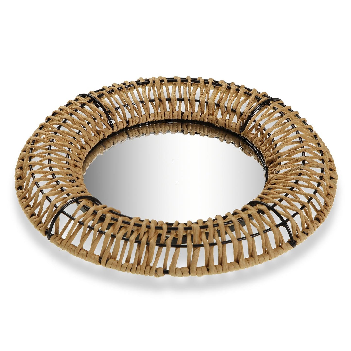 Oglindă decorativă pentru perete 30cm din bambus și ratan Versa